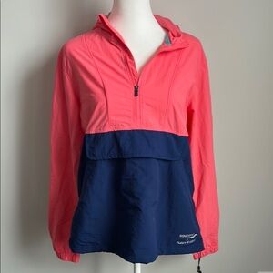 Saucony Pink and Navy Quarter-Zip Pullover Windbreaker